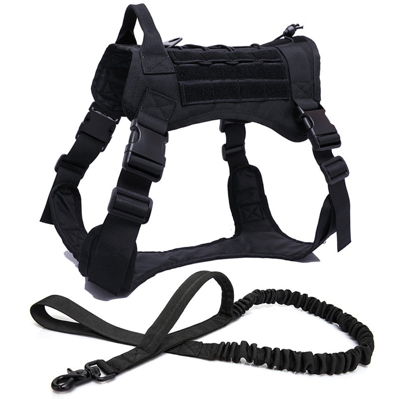 ️ 🏋️‍♂️ Arnés táctico de grado militar con correa bungee — resistente, acolchado y ajustable. Perfecto para perros activos o de entrenamiento. ¡Control total con estilo y seguridad! 🐾