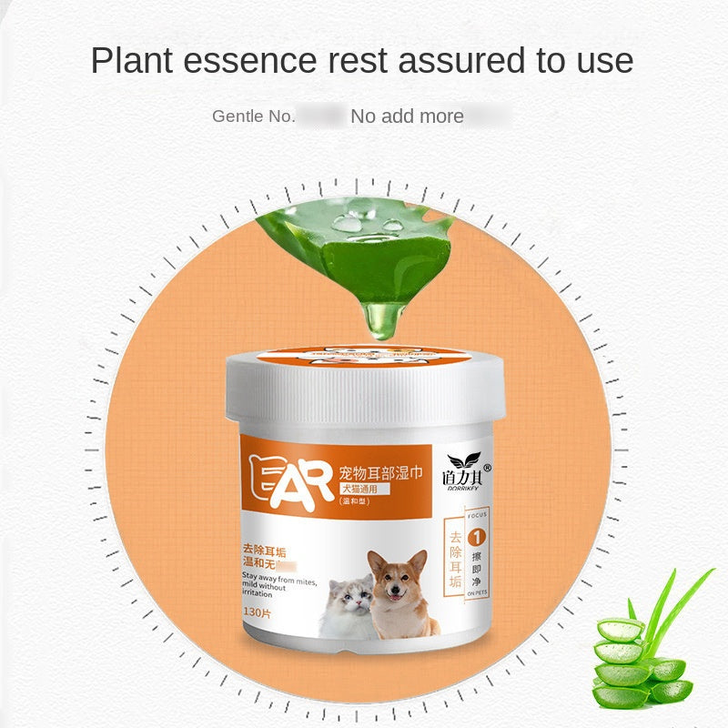 🧴 Toallitas Húmedas para Mascotas – Limpieza de Ojos y Oídos (130 piezas)