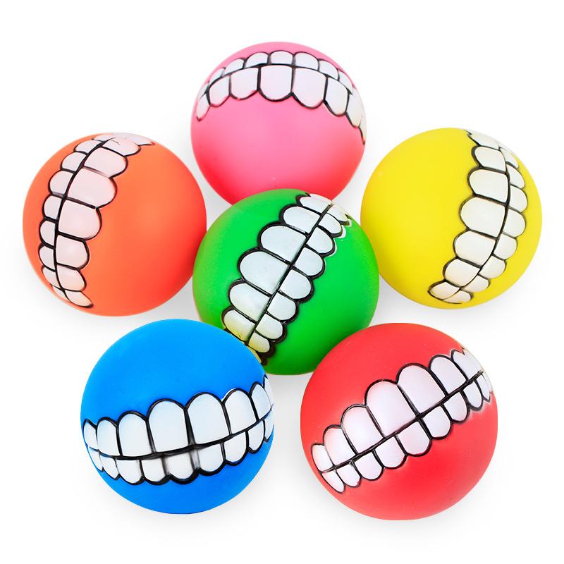 Pelota Divertida con Dientes para Mascotas – Juguete Masticable con Sonido Chirriante