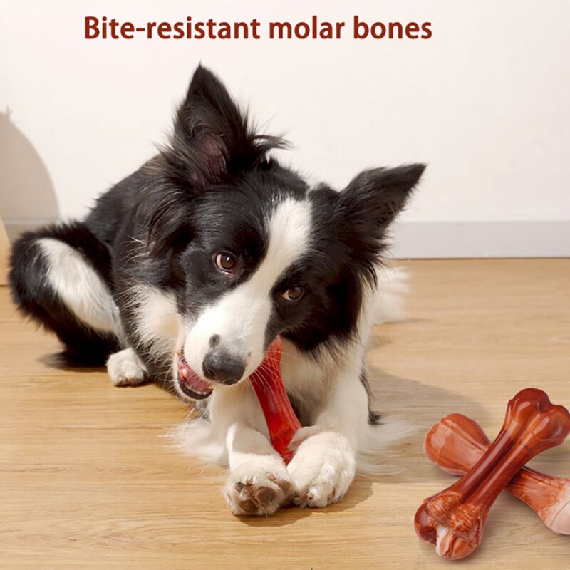 🐶🦴Juguete Mordedor en Forma de Hueso para Perros – Súper Resistente, Sabor a Res y No Tóxico