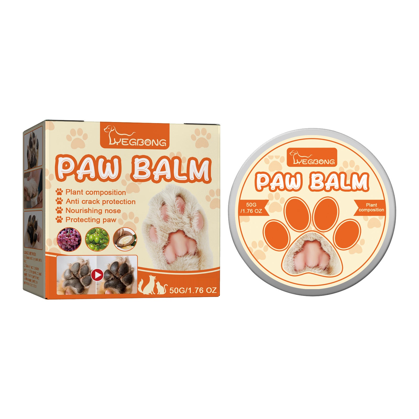 🧴 Bálsamo Hidratante para Patitas de Perros y Gatos – Protección y Suavidad Natural (50g)