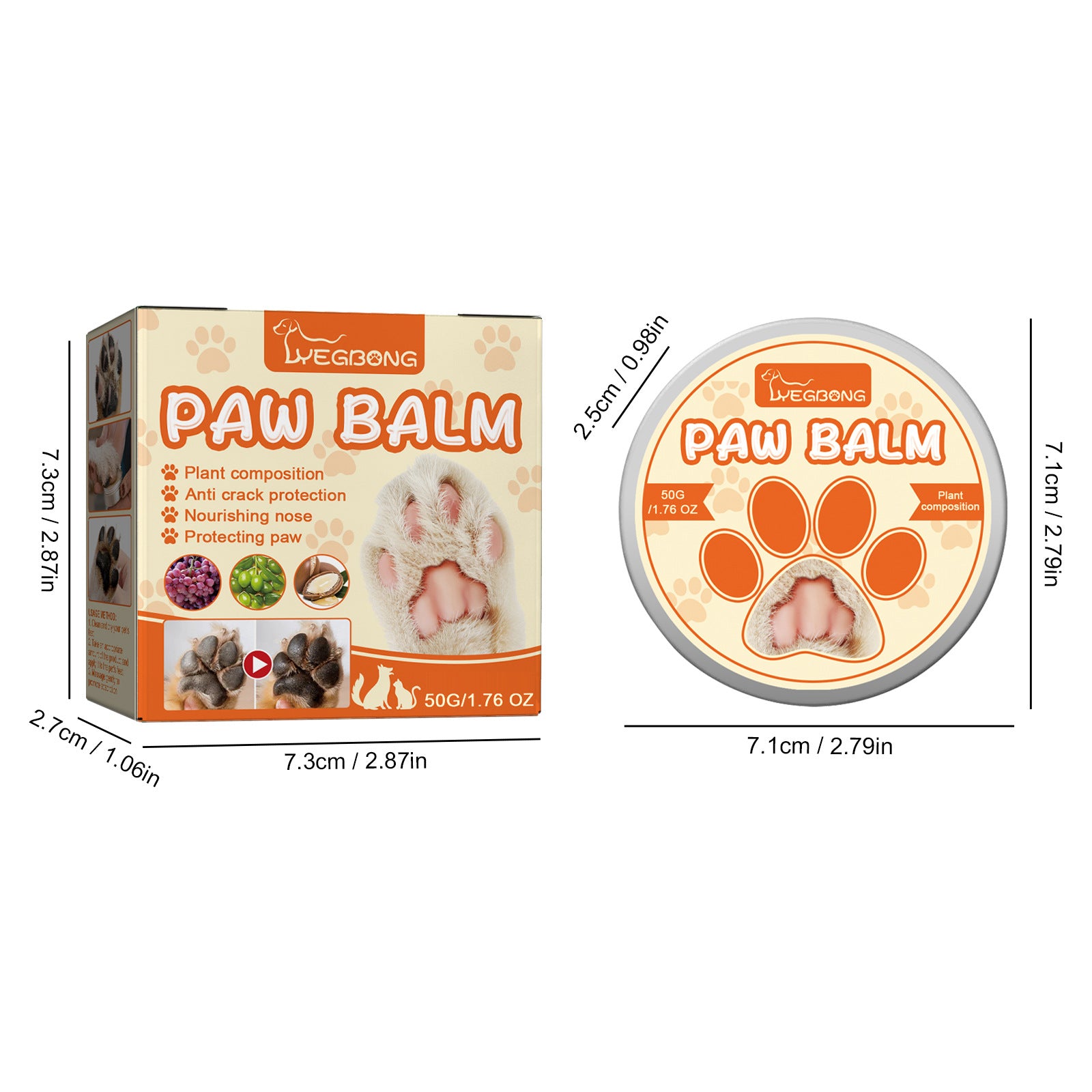 🧴 Bálsamo Hidratante para Patitas de Perros y Gatos – Protección y Suavidad Natural (50g)