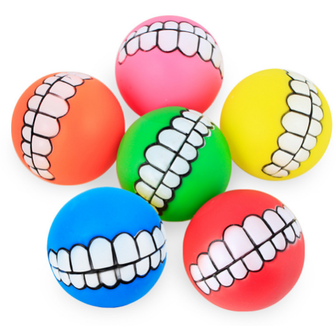 Pelota Divertida con Dientes para Mascotas – Juguete Masticable con Sonido Chirriante