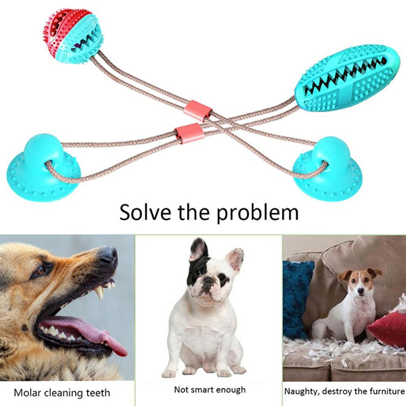 Juguete Interactivo con Succión y Dispensador de Snacks – Pelota Masticable para Perros
