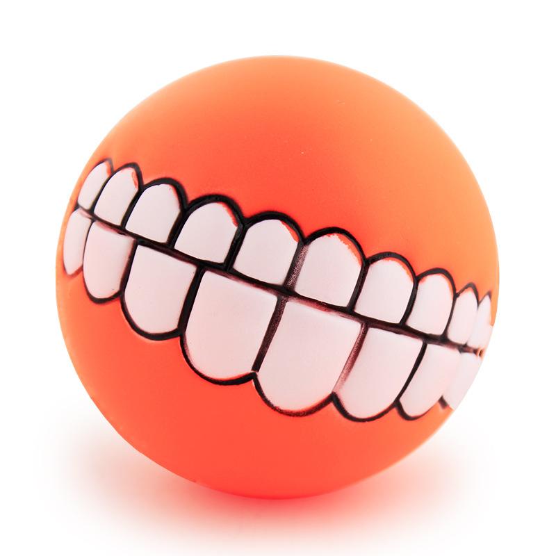 Pelota Divertida con Dientes para Mascotas – Juguete Masticable con Sonido Chirriante