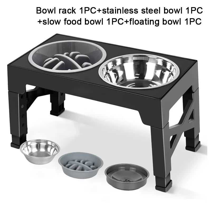 🥣 Comedero Elevado Ajustable para Perros – Bowl de Comida y Agua, Anti-Desbordes y Slow Feeder