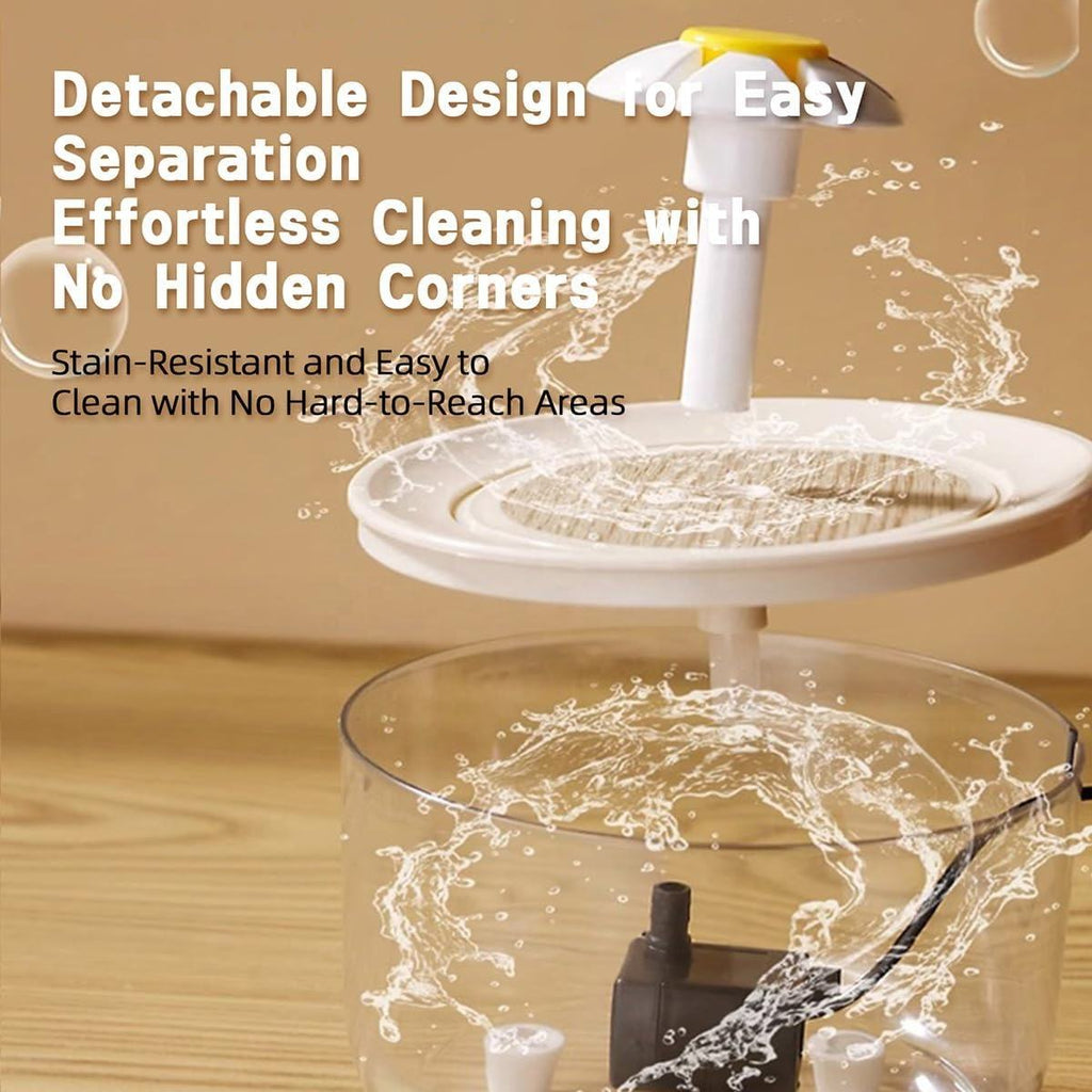 Fuente de Agua Automática para Mascotas 1200 ml – Diseño Flor, Silenciosa con Filtro, alimentacion USB