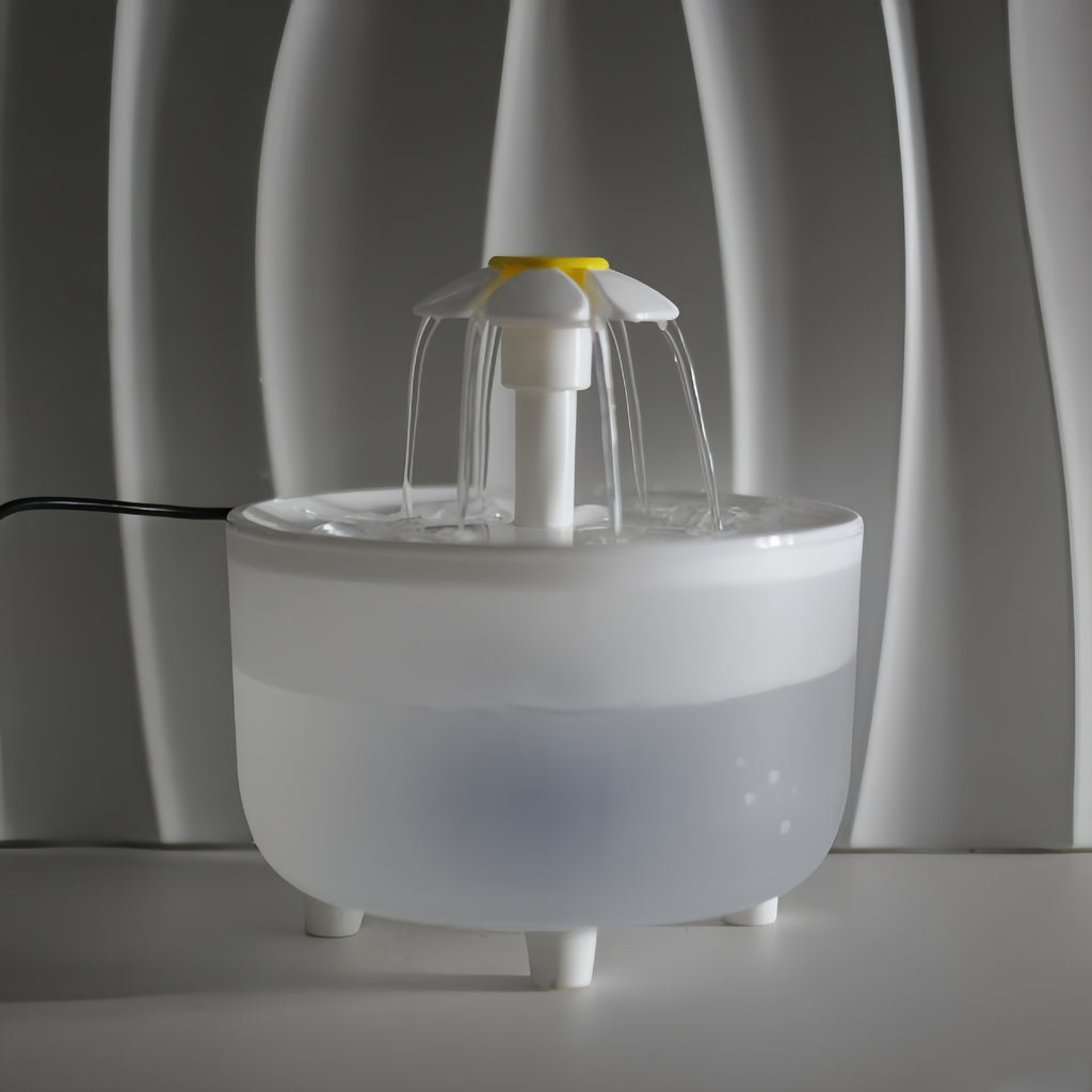 Fuente de Agua Automática para Mascotas 1200 ml – Diseño Flor, Silenciosa con Filtro, alimentacion USB