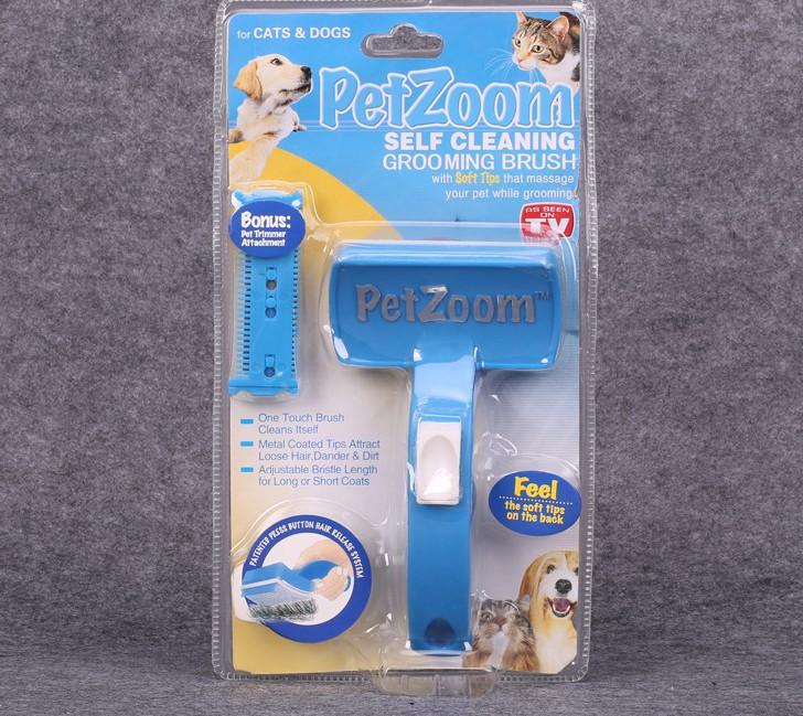 PetZoom Cepillo de Aseo para Perros y Gatos – Self-Cleaning, Antienredos y Masajeador ✨